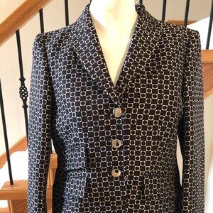 Gucci Classic Signature Lined Blazer w Silver Metal Hardware Black+Silver Sz 44